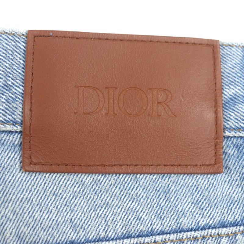  DIOR Homme 24SS 313d014k360x Regular Button Fly Leather Patched Denim Pants