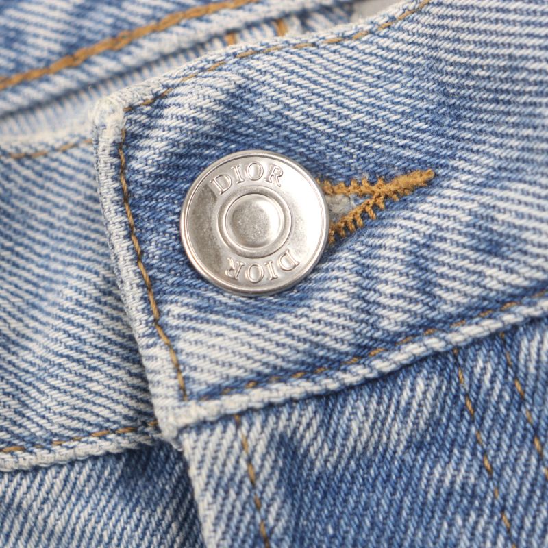  DIOR Homme 24SS 313d014k360x Regular Button Fly Leather Patched Denim Pants
