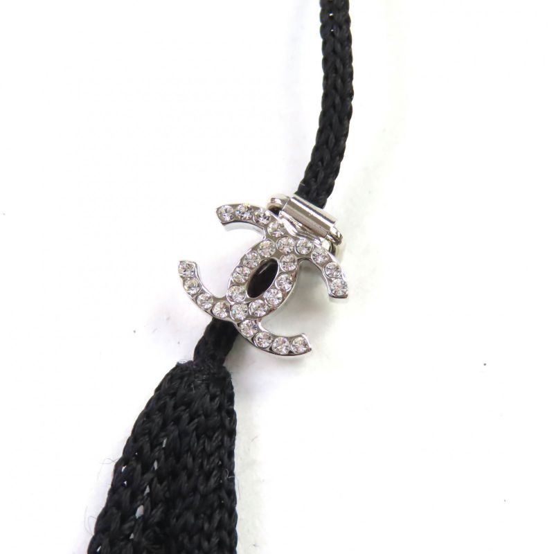 CHANEL 2024 P76998 Rhinestone Coco Mark Part Ribbon Allover Cami Dress Black