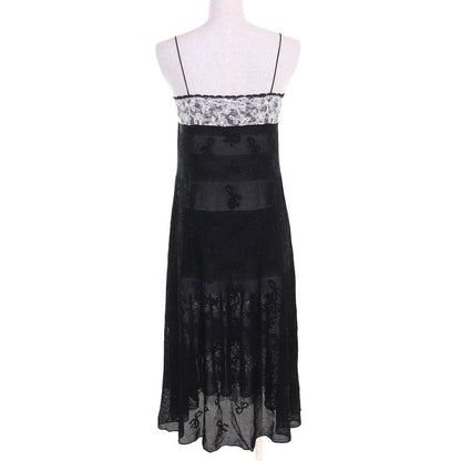 CHANEL 2024 P76998 Rhinestone Coco Mark Part Ribbon Allover Cami Dress Black