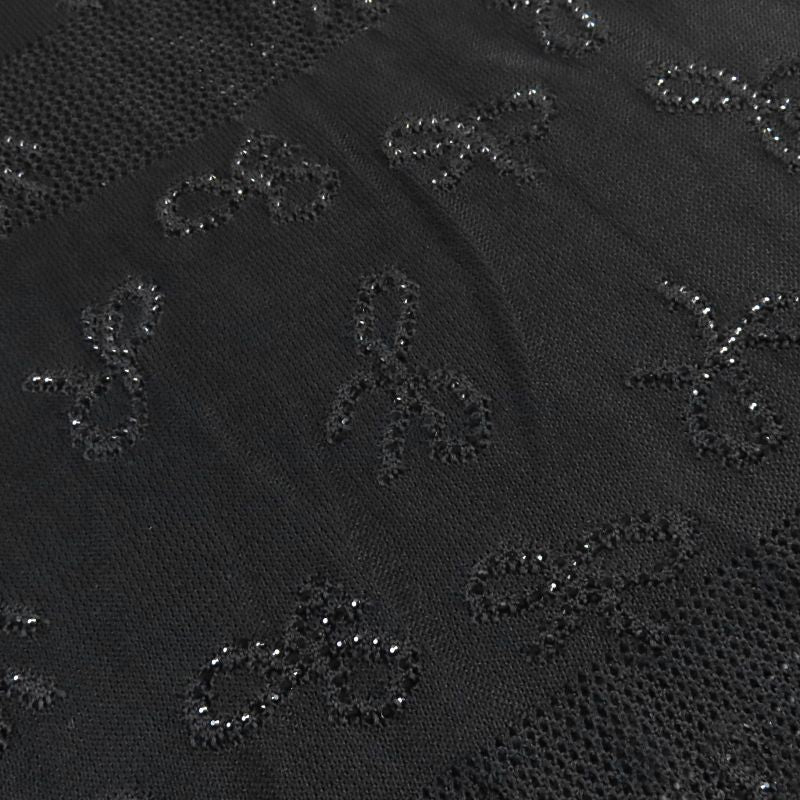 CHANEL 2024 P76998 Rhinestone Coco Mark Part Ribbon Allover Cami Dress Black