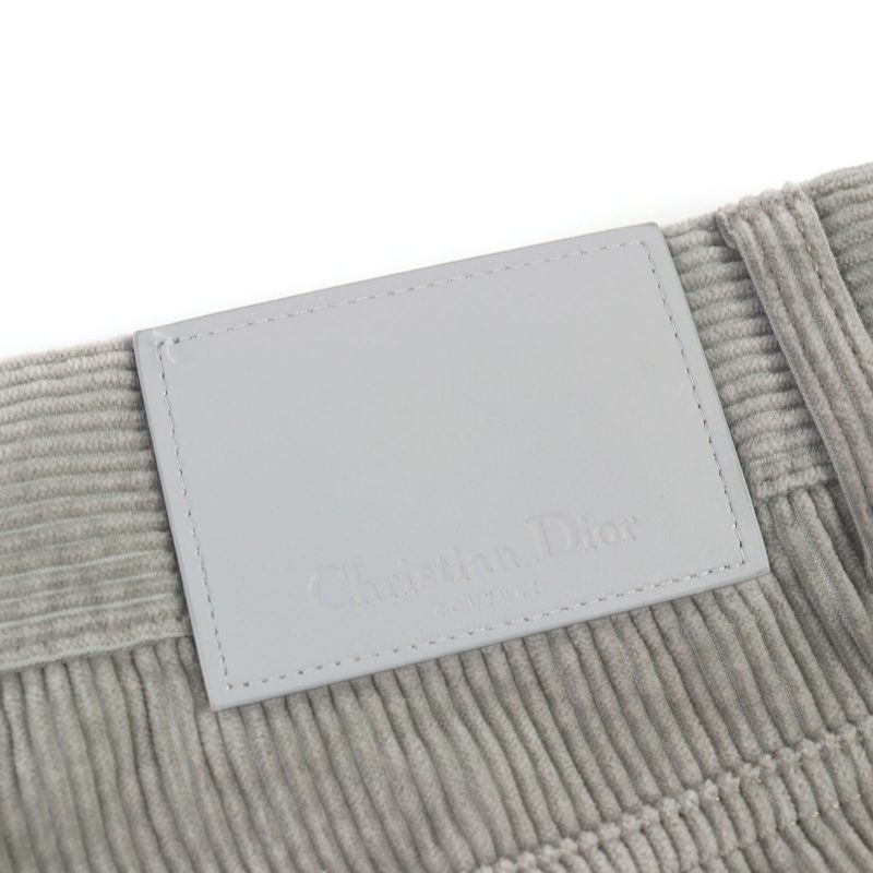 Christian DIOR 313d014b5707 Couture Logo Button Fly Cotton Corduroy Pants Gray