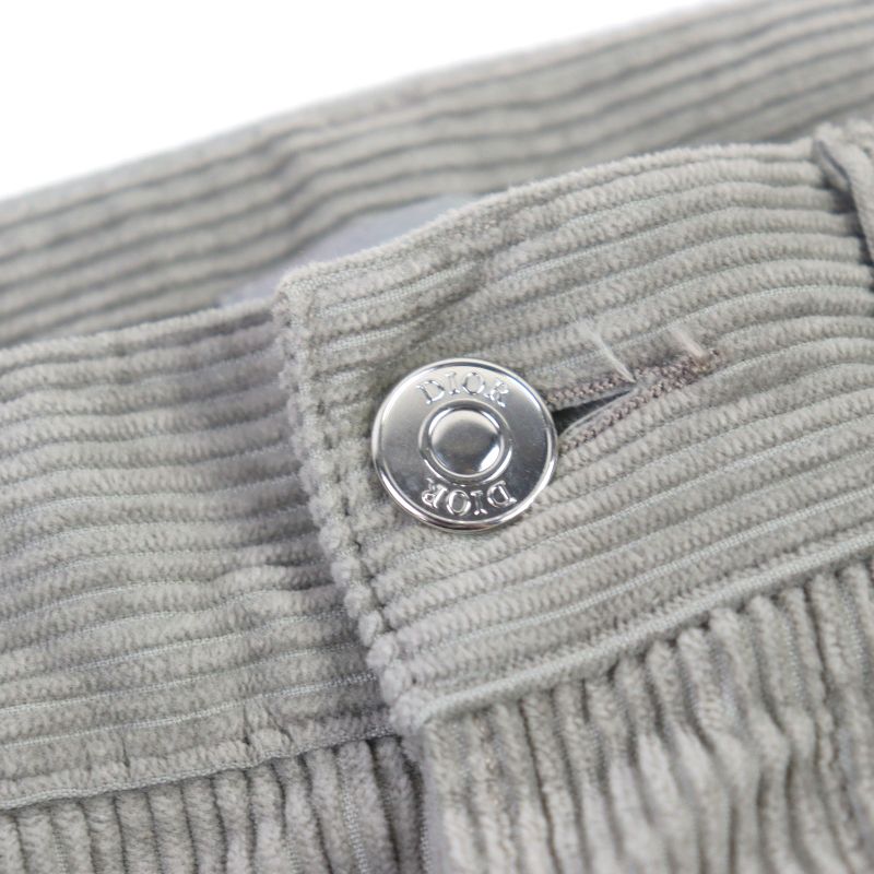 Christian DIOR 313d014b5707 Couture Logo Button Fly Cotton Corduroy Pants Gray