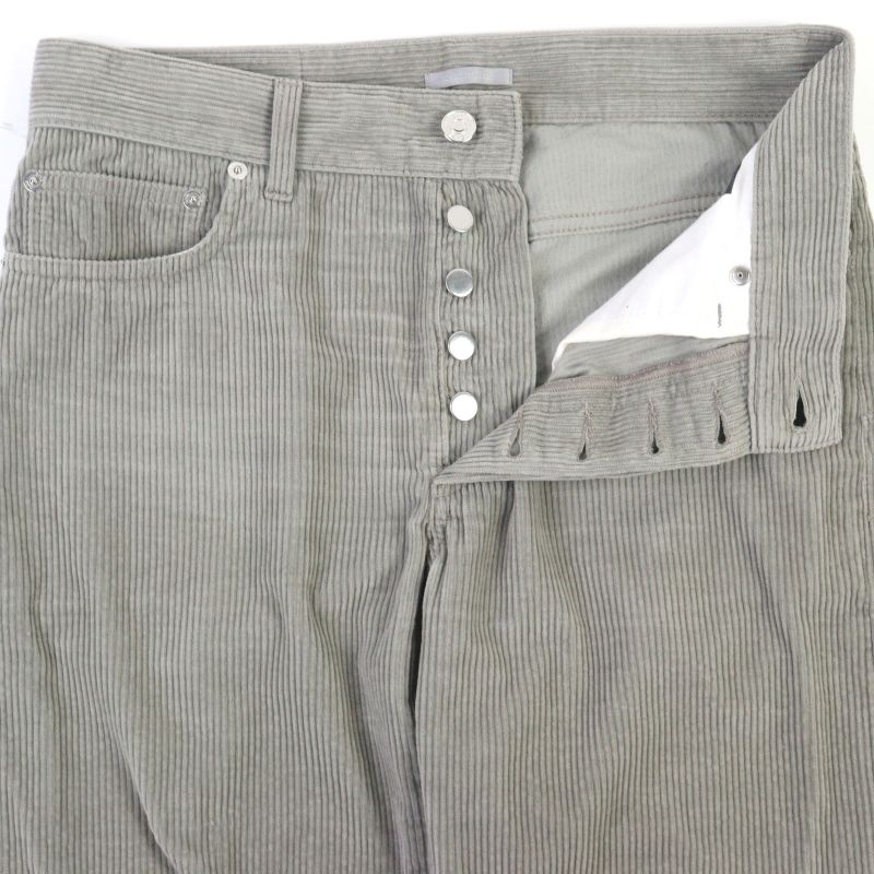 Christian DIOR 313d014b5707 Couture Logo Button Fly Cotton Corduroy Pants Gray