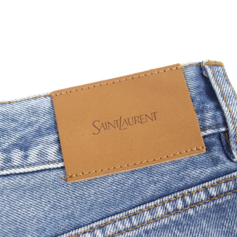 Saint Laurent Paris 2024 810764 Cotton Cowhide Logo Button Leather Patch Button