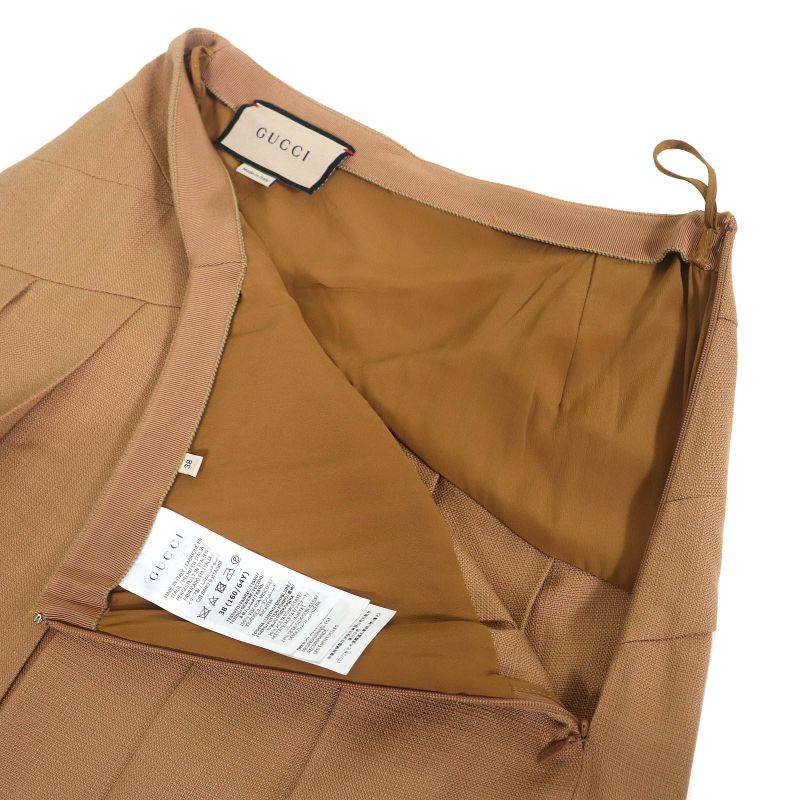 Gucci 704101 Tucked Flared Long Skirt Brownish 38 Ladies
