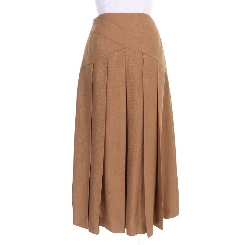 Gucci 704101 Tucked Flared Long Skirt Brownish 38 Ladies