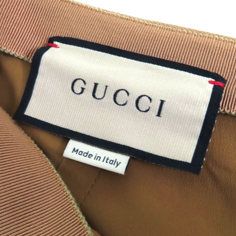 Gucci 704101 Tucked Flared Long Skirt Brownish 38 Ladies