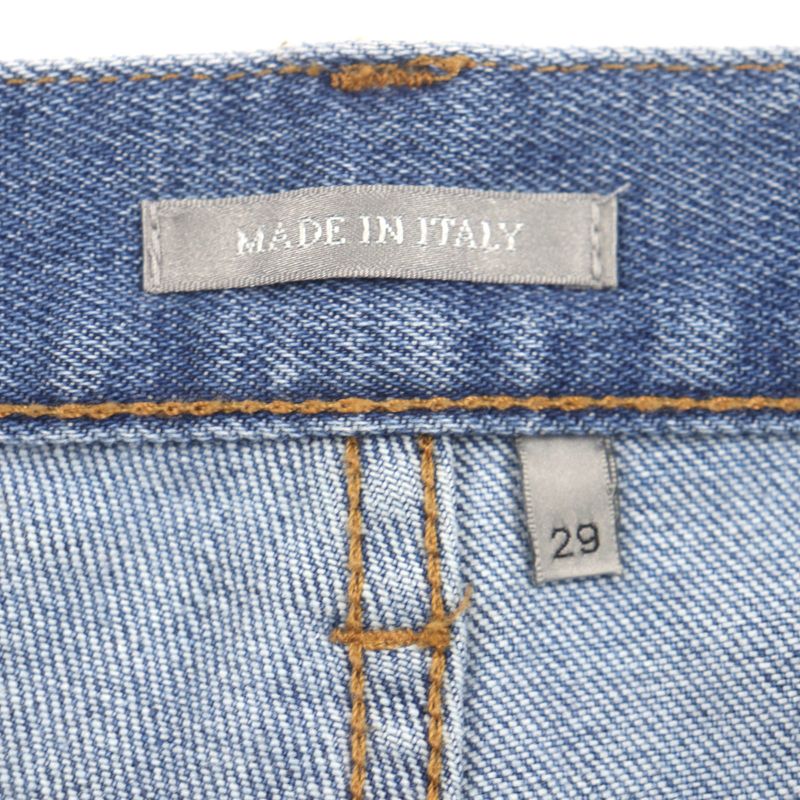  DIOR Homme 193ds10k349x SLIM Button Fly Leather Patched Denim Pants Blue 29