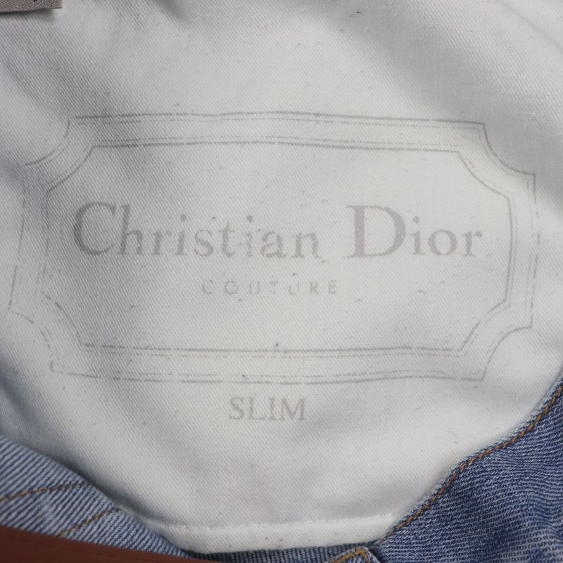  DIOR Homme 193ds10k349x SLIM Button Fly Leather Patched Denim Pants Blue 29
