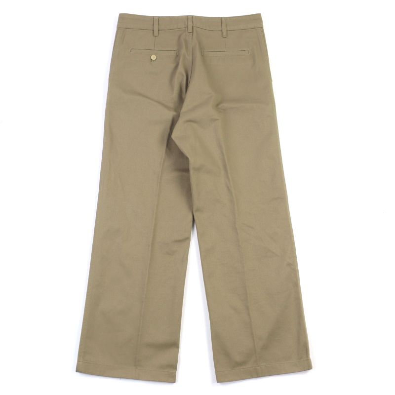 Celine 2n886383u 100% Cotton Eddie Period Logo Button One Tuck Slacks Khaki 28