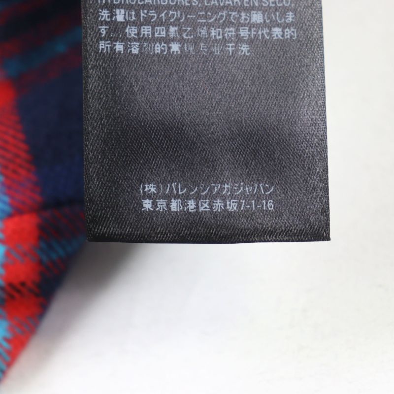 Balenciaga 508491 Check Flannel PANT Cotton Logo Embroidery Hem Zip Check Easy