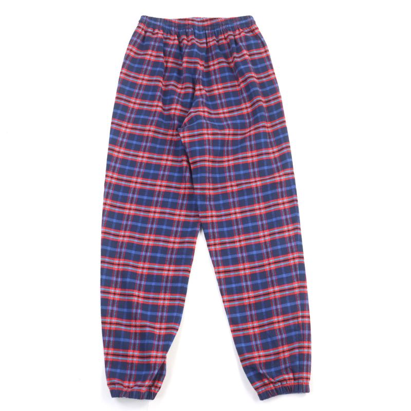 Balenciaga 508491 Check Flannel PANT Cotton Logo Embroidery Hem Zip Check Easy