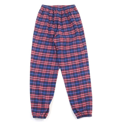 Balenciaga 508491 Check Flannel PANT Cotton Logo Embroidery Hem Zip Check Easy