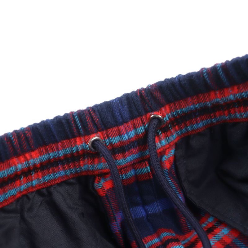 Balenciaga 508491 Check Flannel PANT Cotton Logo Embroidery Hem Zip Check Easy