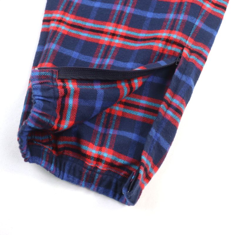 Balenciaga 508491 Check Flannel PANT Cotton Logo Embroidery Hem Zip Check Easy