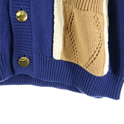 Gucci 21AW GG Cardigan GG Stitch Knit Cardigan Navy/brown 655105 Xkbwe