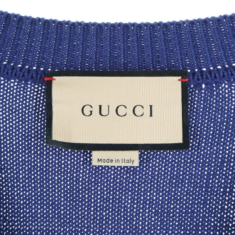 Gucci 21AW GG Cardigan GG Stitch Knit Cardigan Navy/brown 655105 Xkbwe