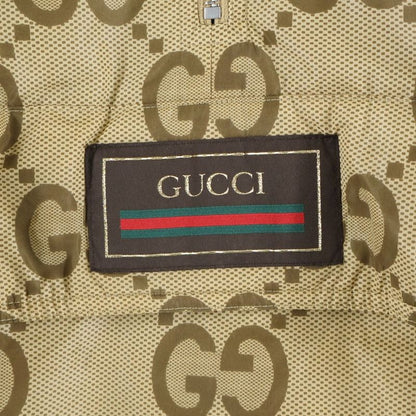 Gucci Jumbo GG Back Embroidery Nylon Half Zip Pullover Hoodie Jacket Beige