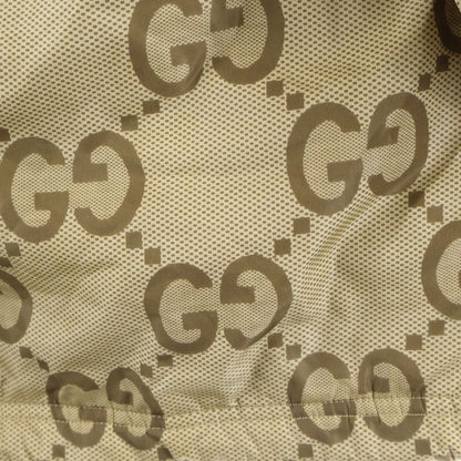 Gucci Jumbo GG Back Embroidery Nylon Half Zip Pullover Hoodie Jacket Beige