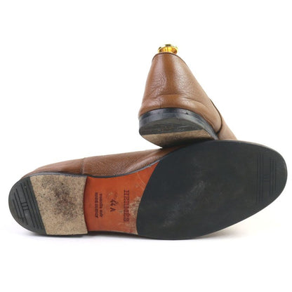 Hermes Carriage Hardware Slip-on Loafers Leather Shoes Brown 44