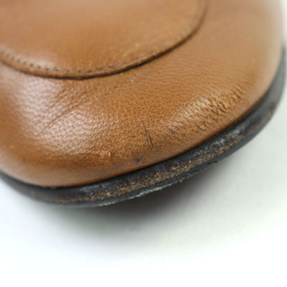 Hermes Carriage Hardware Slip-on Loafers Leather Shoes Brown 44