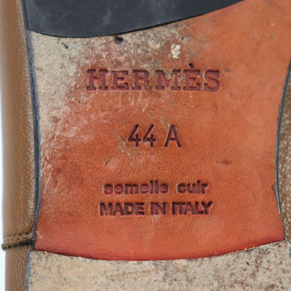 Hermes Carriage Hardware Slip-on Loafers Leather Shoes Brown 44