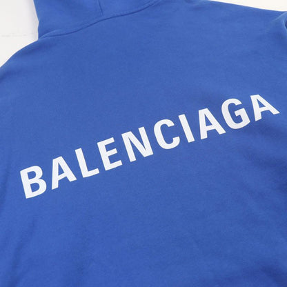 Balenciaga 570811 Cotton Logo Print Pullover Hoodie Blue M
