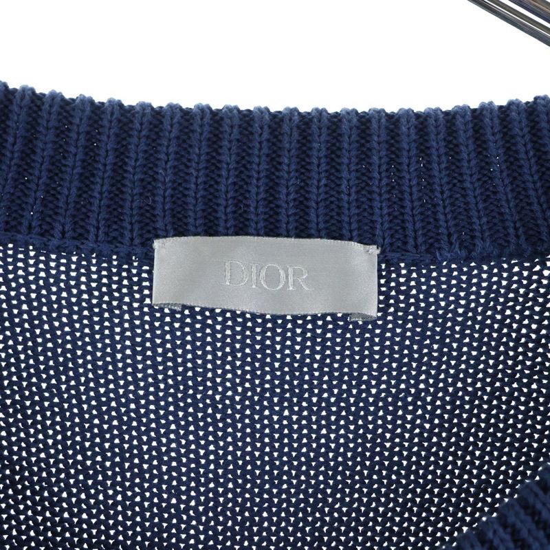 DIOR 19AW Sleeve Oblique Crew Neck Knit Sweater Grey 943m672at072