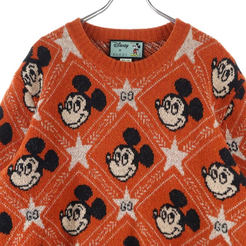 Gucci X Disney Mickey Mouse Pattern Crewneck Knitted Sweater Disney Crewneck