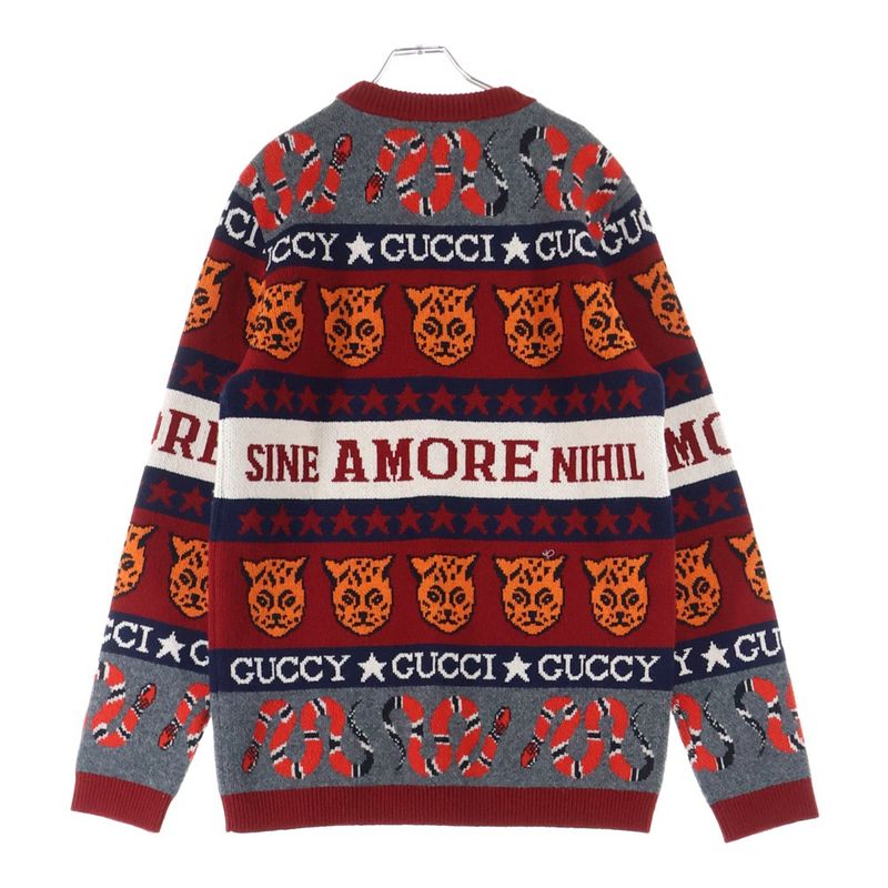 Gucci 19SS Knit Sweater Crew Neck Knit Sweater Red 545749 Xkado