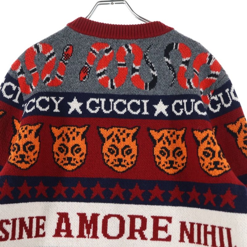 Gucci 19SS Knit Sweater Crew Neck Knit Sweater Red 545749 Xkado
