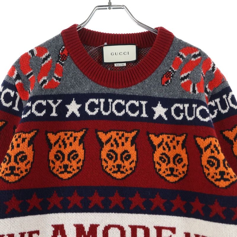 Gucci 19SS Knit Sweater Crew Neck Knit Sweater Red 545749 Xkado
