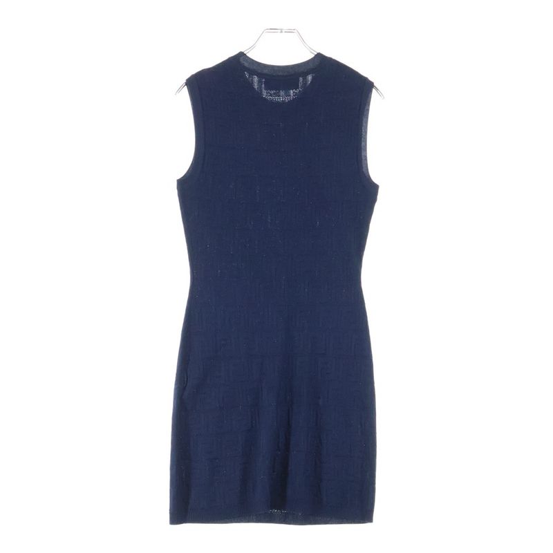 Fendi FF Logo Knit Shirt FF Logo Knit Dress Women's Navy Fzda93 ABWQ