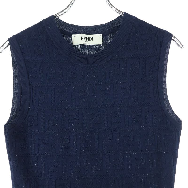Fendi FF Logo Knit Shirt FF Logo Knit Dress Women's Navy Fzda93 ABWQ
