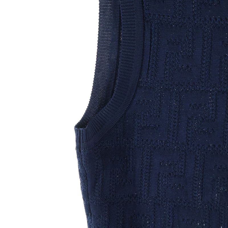 Fendi FF Logo Knit Shirt FF Logo Knit Dress Women's Navy Fzda93 ABWQ