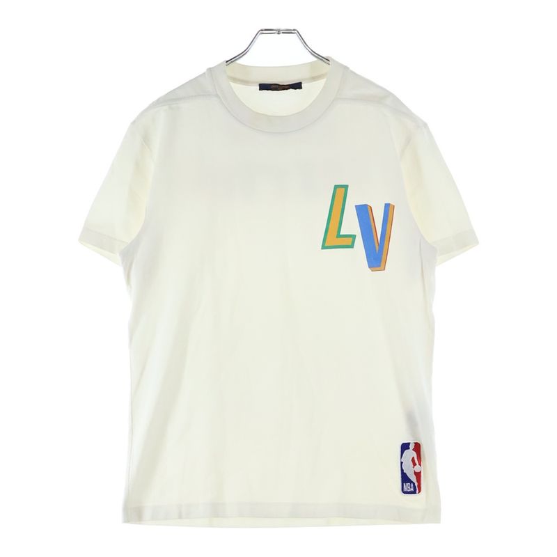 Louis Vuitton 21AW NBA T-shirt Logo Print Short Sleeve T-shirt Ivory Rm212m DT3