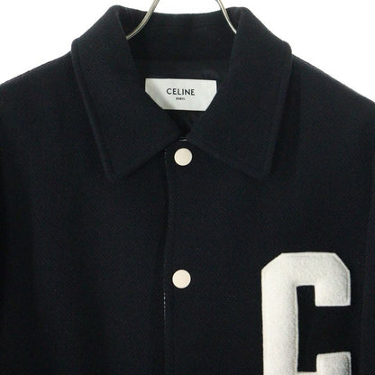 Celine 24SS Baseball Teddy Jacket Baseball Teddy Wool Snap Button Jacket Black