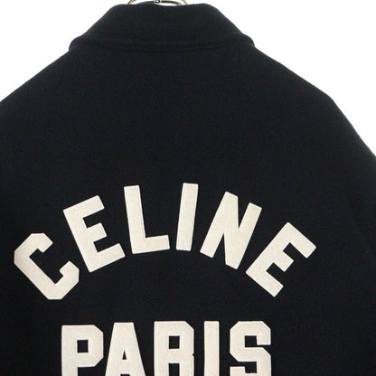 Celine 24SS Baseball Teddy Jacket Baseball Teddy Wool Snap Button Jacket Black