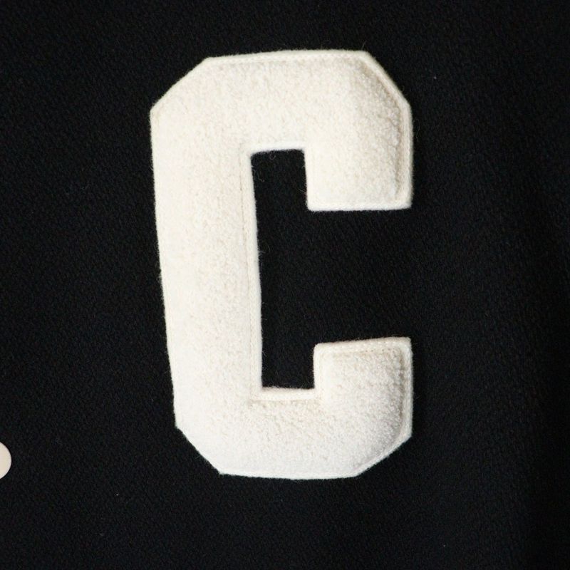 Celine 24SS Baseball Teddy Jacket Baseball Teddy Wool Snap Button Jacket Black