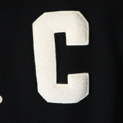 Celine 24SS Baseball Teddy Jacket Baseball Teddy Wool Snap Button Jacket Black