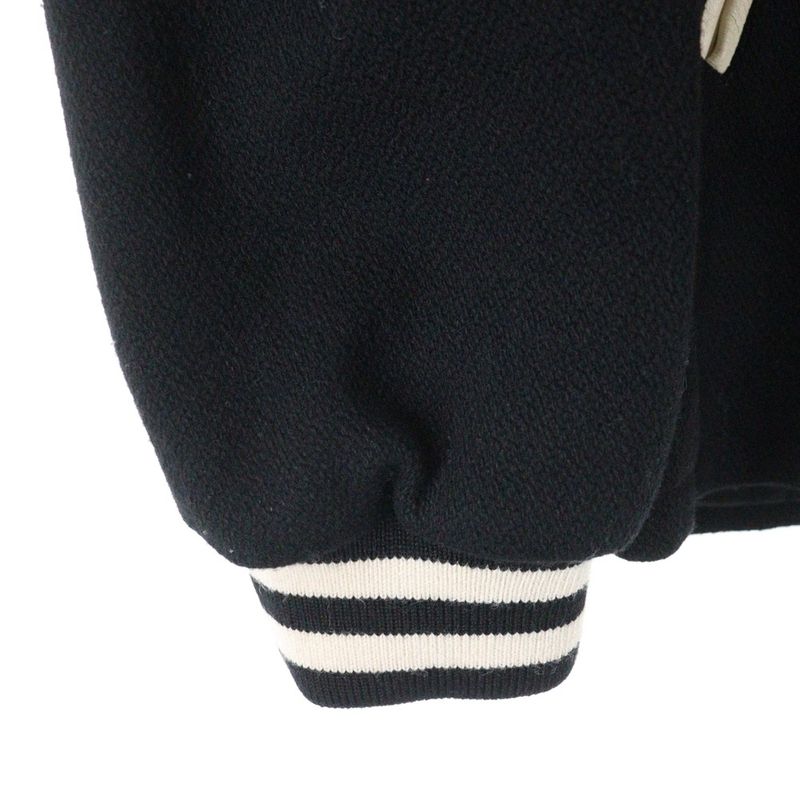 Celine 24SS Baseball Teddy Jacket Baseball Teddy Wool Snap Button Jacket Black