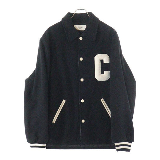 Celine 24SS Baseball Teddy Jacket Baseball Teddy Wool Snap Button Jacket Black