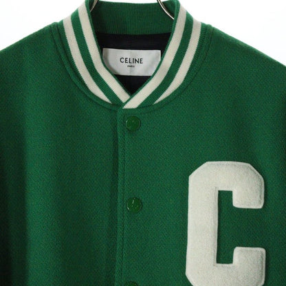 Celine 23AW C-patch Armored Wool Jackson Teddy Jacket Blouson Green/white