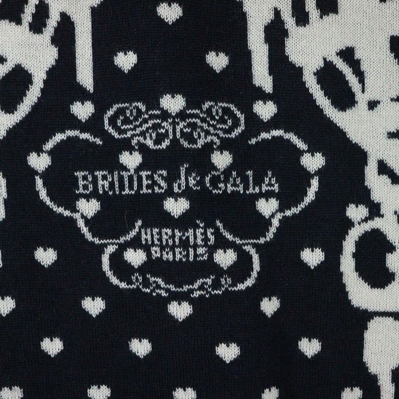 Hermes Brides De GALA Bridesmaid Short Sleeved Cashmere Knit Sweater Black/white