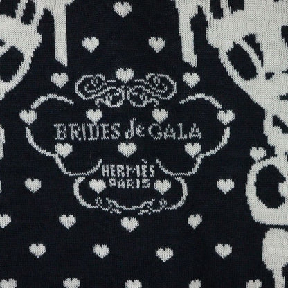 Hermes Brides De GALA Bridesmaid Short Sleeved Cashmere Knit Sweater Black/white