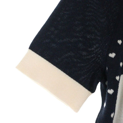 Hermes Brides De GALA Bridesmaid Short Sleeved Cashmere Knit Sweater Black/white