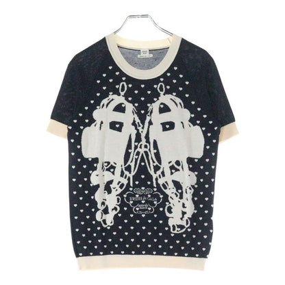 Hermes Brides De GALA Bridesmaid Short Sleeved Cashmere Knit Sweater Black/white