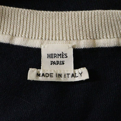 Hermes Brides De GALA Bridesmaid Short Sleeved Cashmere Knit Sweater Black/white