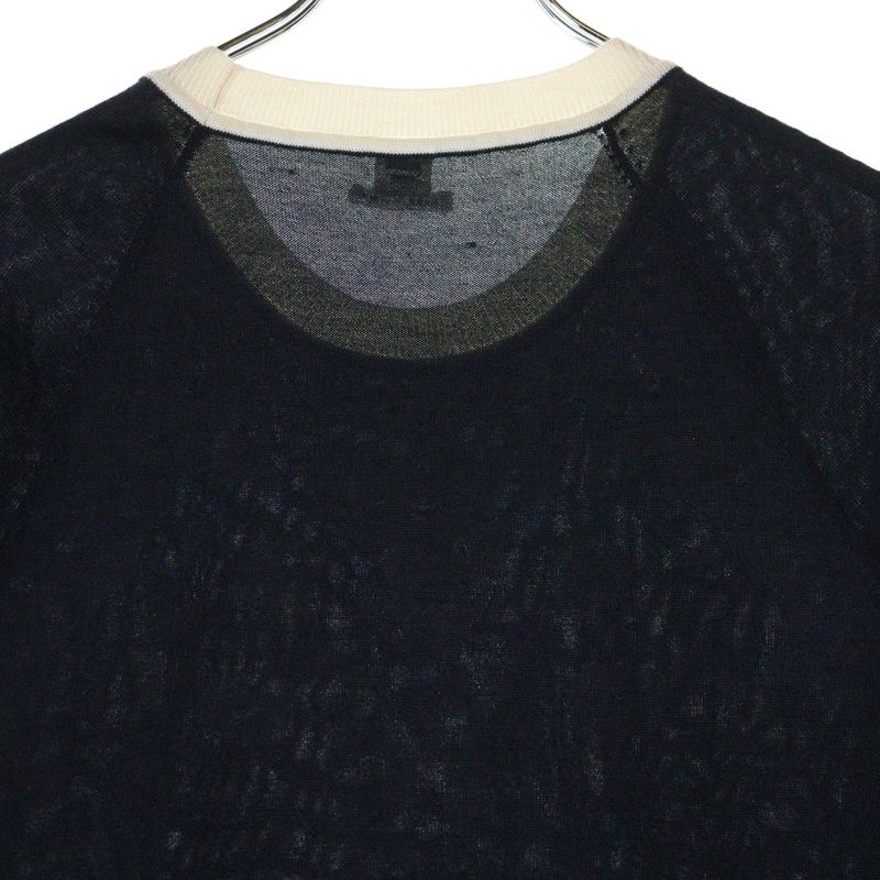 Hermes Brides De GALA Bridesmaid Short Sleeved Cashmere Knit Sweater Black/white